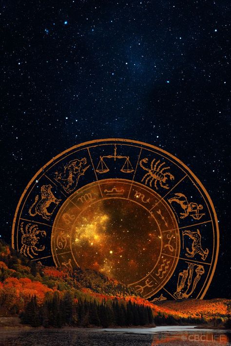 collage of fall foliage and a lake at night. an illustrated circle of zodiac signs with an orange nebula sky in the middle sits behind the foliage. Astrological Elements, Candle In The Dark, Gold Design Background, Astrology Meaning, Horoscope Tattoos, Astrology And Horoscopes, Astrology Art, Your Horoscope, Love Problems