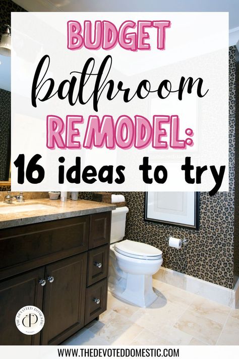 Want to do a complete budget bathroom remodel? Here are 16 bathroom ideas on a budget including decor, design, removable solutions for renters & organization! Remodeling Ideas On A Budget Bathroom, How To Update Bathroom On A Budget, Updating A Bathroom On A Budget, How To Remodel A Bathroom On A Budget, Low Cost Bathroom Makeover, Master Bath Refresh On A Budget, Guest Bathroom Remodel On A Budget, No Demo Bathroom Update, Cost Effective Bathroom Remodel