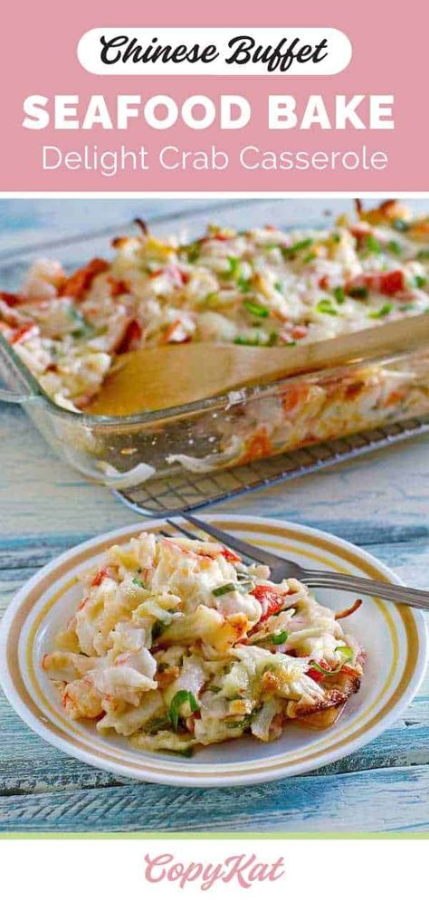 The best baked crab casserole with lobster and shrimp. It's creamy, cheesy and loaded with seafood flavors. Make Chinese buffet seafood bake delight with this easy copycat recipe and video. #crab #casserolerecipes #seafoodrecipes #chinesefood #copycat #copycatrecipes #lobster #shrimprecipes Chinese Food Buffet, Lobster And Shrimp, Crab Casserole, Chinese Seafood, Seafood Casserole Recipes, Seafood Delight, Baked Crab, Seafood Dish Recipes, Keto Shrimp