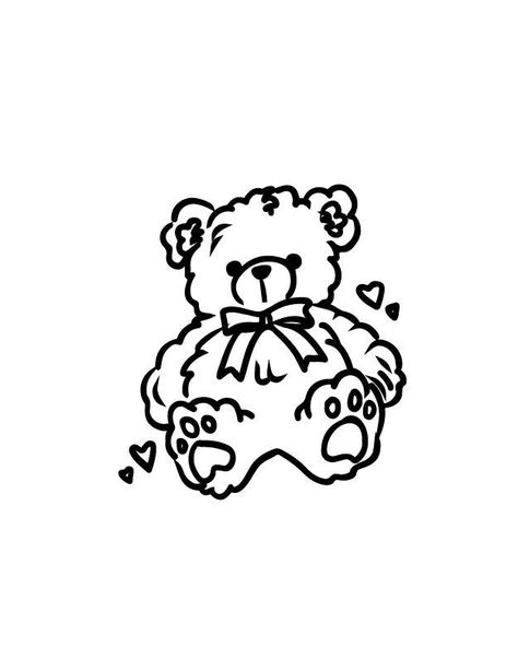 Sticker Tattoo Ideas, Sketch Black And White, Teddy Bear Drawing, Tattoo Animal, Sticker Tattoo, Cute Tattoo, Bear Cute, Bear Drawing, Tattoo Sketch