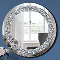 Check this out! Mirror Decor Ideas, Glam Mirror, Mirror For Wall, Crushed Diamonds, Diamond Mirror, Elegant Mirrors, Silver Walls, Diamond Decorations, Frameless Mirror