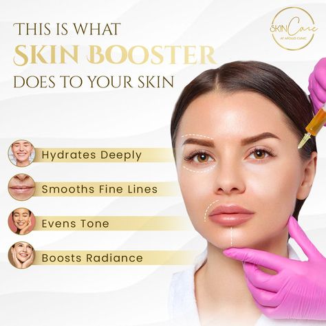 Know more about the benefits of Skin boosters and dive deep into your skincare routine 🥽🧏. 🌸 Hydrates Deeply: Fulfil your skin's thirst with deep hydration, smoothing away fine lines for a youthful glow that shines from within ✨. 🌸Smooths Fine Lines: Our formula works as magic, making your skin smoother and more supple than ever before 💆. 🌸Even Tones: Achieve complexion perfection with even-toned skin that radiates confidence and beauty 🥰. 🌸 Boosts Radiance: Shine bright like a star when ... Skin Booster, Skin Care Benefits, Botox Fillers, Perfect Complexion, Clear Skin Tips, Aesthetic Clinic, Skin Care Clinic, Beauty Regimen, Skin Clinic