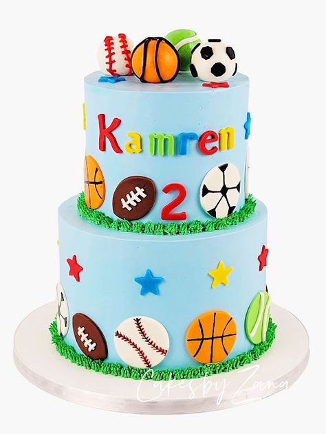 Born 2 Ball Birthday Cake, Ball Theme Birthday Cake, Ball Themed Birthday Party Boys, Sports Bday Cake, All Sports Birthday Cake, Ball Cakes For Boys, Sports Theme First Birthday Cake, Sports Cake Ideas, Sports Cakes For Boys Birthdays