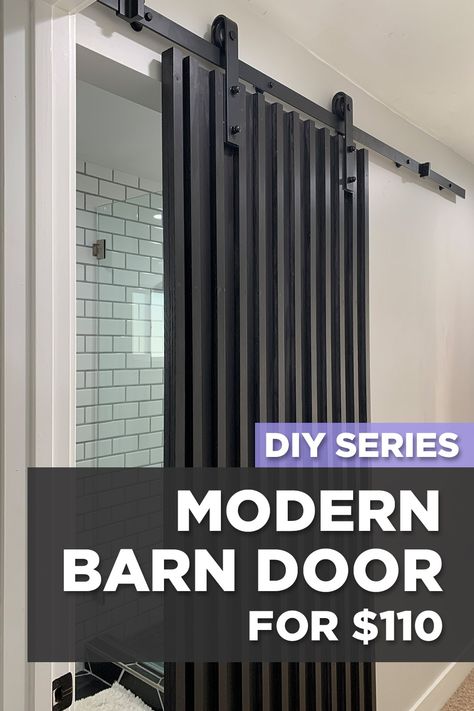 This video is a DIY guide with detailed step by step instructions on how to build a Modern Barn Door with a single sheet of high quality Maple Plywood. Industrial Farmhouse Interior Doors, How To Build A Barn Door, Barn Doors In The House Bathroom, Barn Door Alternative, Barn Door Curtains, Bifold Door Makeover Diy, Barndoor Diy, Diy Modern Barn Door, Arched Barn Door