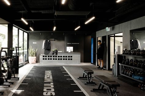 Soul Mosman on Behance Personal Training Studio Design, Gym Decor Ideas, Gym Decorating Ideas, Gym At Home Ideas, Mini Gym At Home, Physio Clinic, Mini Gym At Home Ideas, Commercial Gym Design, Boutique Gym