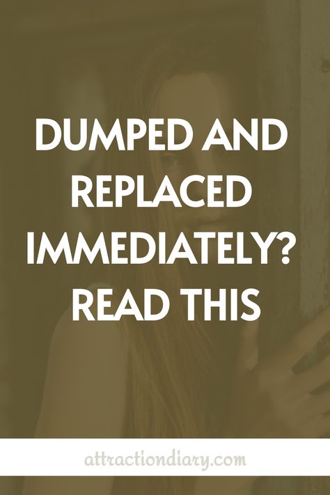 Woman leaning against a wall with a contemplative expression alongside text "Dumped and replaced immediately? Read this" from attractiondiary.com. Ex Moved On, Breakup Funny Quotes, When Your Ex Downgrades, Ex Moved On Fast Quotes, Breakup Humor, Bad Breakup, After A Breakup, Relationship Posts, Emotionally Unavailable