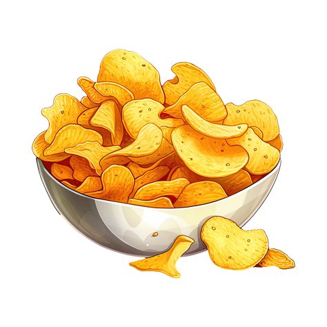 Food Icon Png, Cheesy Chips, Cute Cartoon Food, Fried Potato Chips, Big Snacks, Lays Chips, Chip Packaging, Fried Chips, Fried Potato