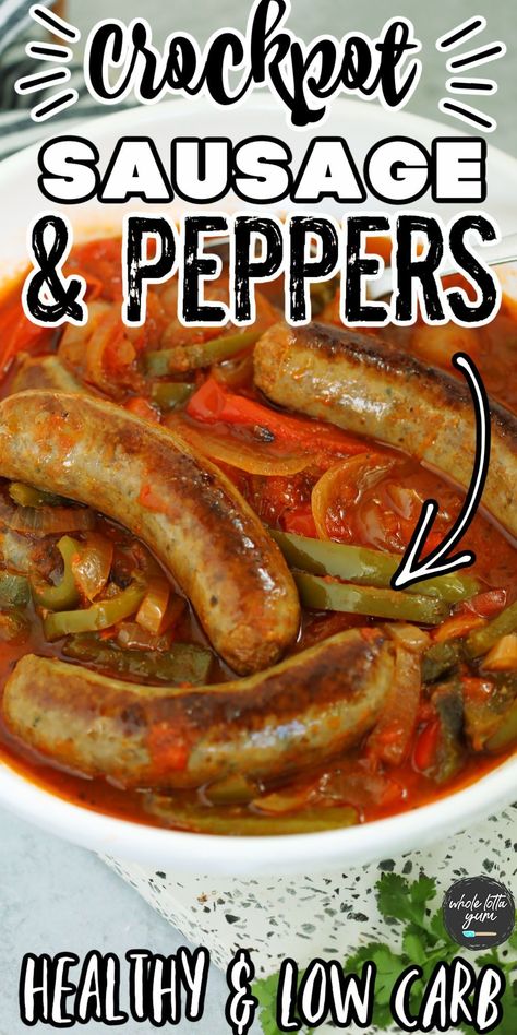 Slow Cooker Sausage Recipes, Sausage And Peppers Crockpot, Sausage Crockpot Recipes, Sausage Slow Cooker, Sausage Crockpot, Easy Crockpot Dinners, Italian Sausage Recipes, Sausage Dishes, Sausage And Peppers