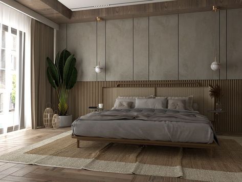 Bohemian interior in neutral colours with raw materials Rustic Hotel Room, Tropical Modern Bedroom, Bedroom No Headboard, Modern Tropical Bedroom, Rustic Hotel, Bedroom Inspirations For Small Rooms, Boho Bedroom Design, Tropical Bedrooms, Bedroom Decor Cozy