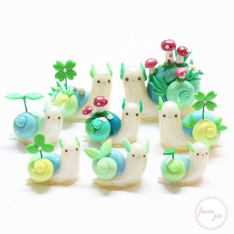 Snail Clay, Snail Craft, Sea Crafts, Clay Diy Projects, Clay Crafts Air Dry, Polymer Clay Animals, Polymer Clay Jewelry Diy, Cute Polymer Clay, Clay Figurine