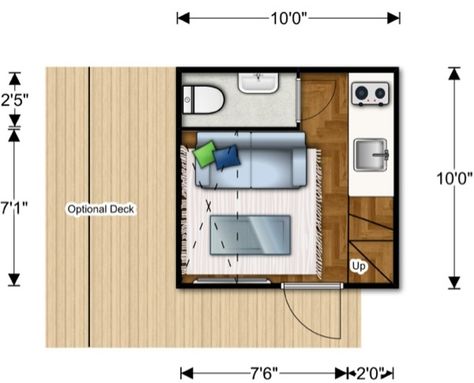 nomad micro home 06   100 Sq. Ft. Prefab NOMAD Micro Home: Could You Live this Small? Small Prefab Homes, Design Casa Piccola, Micro Homes, Micro Cabin, Tiny House Blog, Cabin Floor, Cabin Floor Plans, Tiny House Bathroom, Micro House