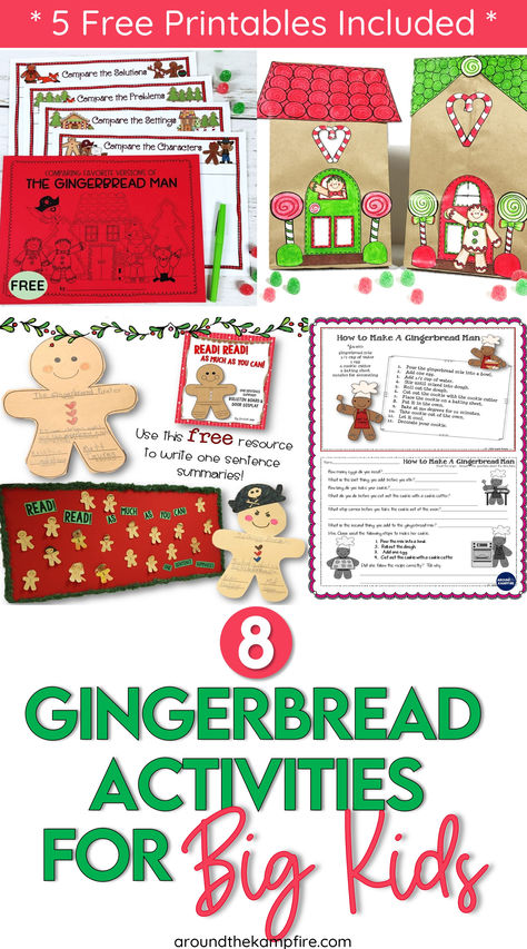 Gingerbread man activities for big kids in 2nd grade, 3rd grade and 4th grade. Holiday Activities For 2nd Grade, Gingerbread House Activities For Kids, Gingerbread School Activities, 2nd Grade Christmas Activities, Hide The Gingerbread Man Project, Third Grade Christmas Crafts, Gingerbread Day At School, Gingerbread Activities For First Grade, Gingerbread 1st Grade