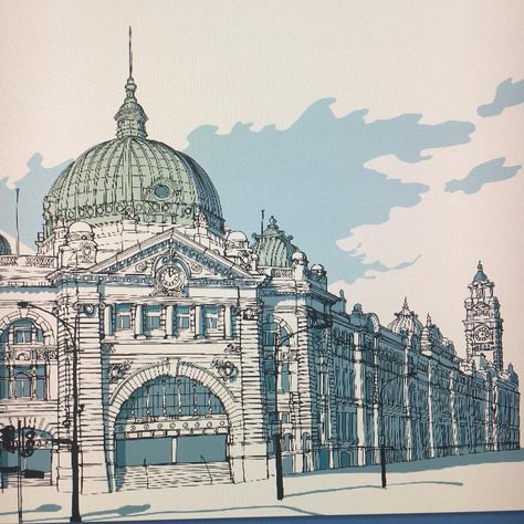 ketching Melbourne Flinders Street Station for #boardaustralia - #melbourne #australia #flindersstreetstation #illustration #carlostang Melbourne Drawing, Melbourne Illustration, Sick Sketches, Flinders Street Station, Doodle Art Flowers, City Sketch, Cover Ideas, Art Flowers, Urban Sketching