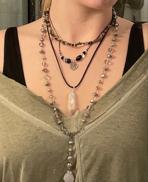 Grunge Necklaces, Grunge Necklace, Necklace Combo, Grunge Jewelry, Edgy Jewelry, Common Thread, Stacked Necklaces, Mia 3, Hippie Necklace