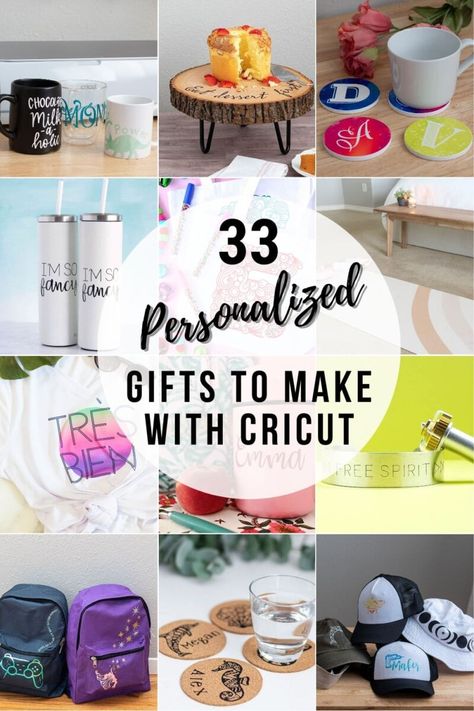 DIY Gift Ideas using Cricut machines - easy handmade personalized gifts. Great Christmas gifts, gifts for dad or mom, teacher. Personalized Cricut Gifts, Cricut Gifts, Cricut Birthday, Diy Easter Gifts, Personalised Gifts Diy, Handmade Personalized Gifts, Gifts To Make, Projets Cricut, Diy Gifts For Him