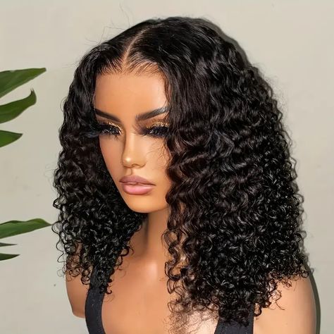 Brazilian Hair Deep Wave Lace Front Wig Transparent Lace - Temu Kręcony Bob, Bob Riccio, Curly Short Bob, Kort Bob, Curly Bob Wigs, Bob Lace Front Wigs, Human Hair Color, Human Wigs, Natural Human Hair