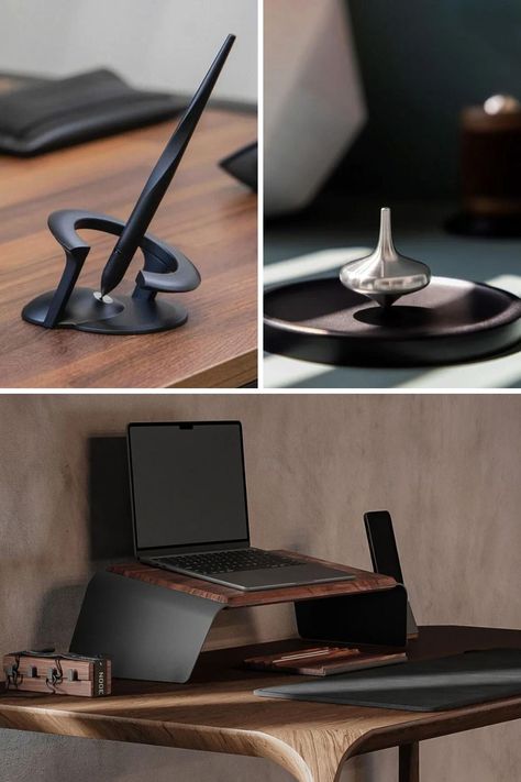 Office Gadgets Accessories, Tech Home Office, Cool Office Gadgets, Desk Accesories, Man Desk, Cool Desk Accessories, Desk Gadgets, Desktop Gadgets, Gift Guide Design