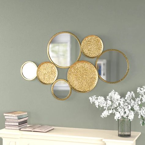 Art Deco Style Interior, Aesthetic Interior Design, Mirrored Wall, Decorative Wall Art, Accent Mirror, Iron Wall Art, Gold Circle, Interior Design Art, Round Wall Mirror