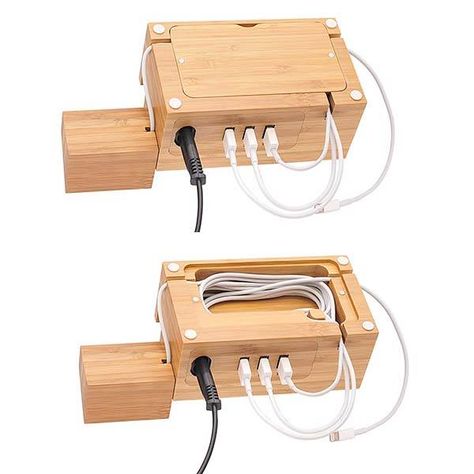 The Bamboo All-In-One Charging Station for iPhone, AirPods and Apple Watch | Gadgetsin Small Woodworking Shop Ideas, Iphone Charging Station, Outlet Plug, Apple Watch Stand, Airpods Apple, Iphones For Sale, Police Officer Gifts, Cable Storage, Wall Outlet