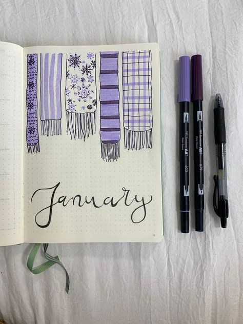 January Bujo, Journal Year, Diy Bullet Journal, Journal D'inspiration, December Snow, Holiday Journal, Bullet Journal Month, Diary Design, January Bullet Journal