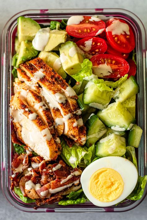 Recipes For Meal Prep, Cobb Salad Recipe, Plats Healthy, Salad Meal Prep, Healthy Lunch Meal Prep, Resep Diet, Easy Healthy Lunches, Work Meals, Easy Healthy Meal Prep