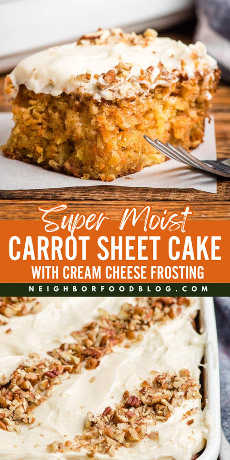 An easy Easter dessert recipe for homemade carrot cake! Topped with cream cheese frosting, this super moist carrot sheet cake is the BEST. Serve this spring baked good on other occasions, too! Ultimate Carrot Cake, Carrot Sheet Cake, Easy Carrot Cake Recipe, Carrot Cake Recipe Homemade, Carrot Cake Recipe Easy, Homemade Carrot Cake, Moist Carrot Cakes, Easy Carrot Cake, Best Carrot Cake