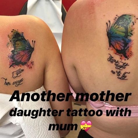 Mother and daughter tattoo i had done ... it reads I gave her wings on mine and she taught me to fly on hers. Mine was actually a cover up. Think my tattooist dis a great job. She Taught Me To Fly Tattoo, Mother And Daughter Tattoo, Mother Daughter Tat, Mommy Daughter Tattoos, Fly Tattoo, Mom Daughter Tattoos, Daughter Tattoo, Flying Tattoo, Wing Tattoo