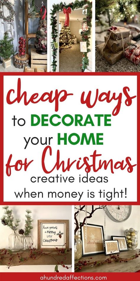 Rustic Country Christmas Decor, Decorated Christmas Trees Ideas, Ways To Decorate For Christmas, Frugal Christmas, Decorate For Christmas, Inexpensive Christmas, Christmas Decorations Cheap, Christmas Homemade, Simple Christmas Decor