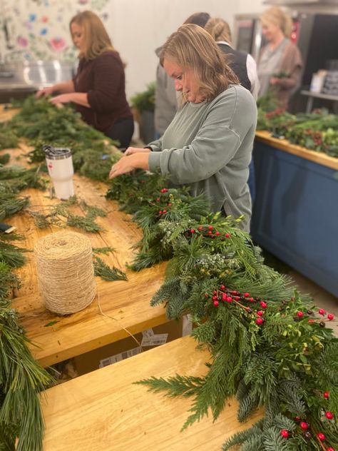 How to Make Natural and Easy Holiday Greenery Garland - The Flour Barn Homestead Greenery Pots For Christmas, Fresh Greenery Christmas Decor Outside, James Farmer Christmas Decor, Christmas Porch Greenery, Decorating With Evergreens For Christmas, Scandinavian Christmas Garland, Decorating With Christmas Greenery, Natural Woodland Christmas Decorations, Holiday Garland Diy Christmas Decor