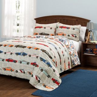 Big Kid Bedroom, Car Quilt, Big Kid Bed, Reversible Bedding, Kid Bedroom, Kids Bedroom Designs, Lush Decor, Car Bed, Bob's Discount Furniture