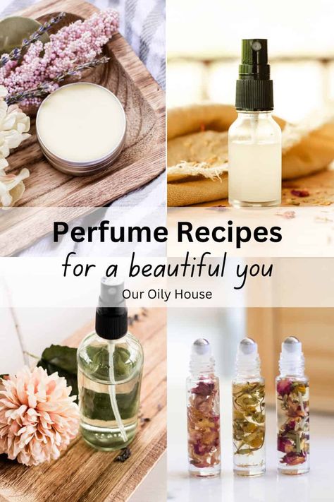 Craft your own luxurious perfumes and signature scents with this collection of DIY perfume recipes. With only natural ingredients and essential oils for fragrance, you can feel great using homemade perfume on your skin. How To Make Your Own Perfume Oil, Vanilla Hair Perfume Diy, Herbal Perfume Recipes, Homemade Essential Oil Gifts, Home Made Perfume Recipes, Witchy Perfume Recipes, Diy Personal Lubricant Recipes, Making Perfume At Home, Diy Natural Perfume Recipes