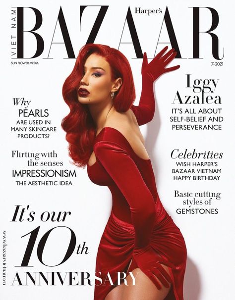 Iggy Azalea on Harper's Bazaar Vietnam July 2021 Cover. Photo: Thom Kerr Bazaar Magazine, Zebra Print Dress, Fashion Magazine Cover, Iggy Pop, Iggy Azalea, Jessica Rabbit, Female Rappers, Harper’s Bazaar, A Magazine