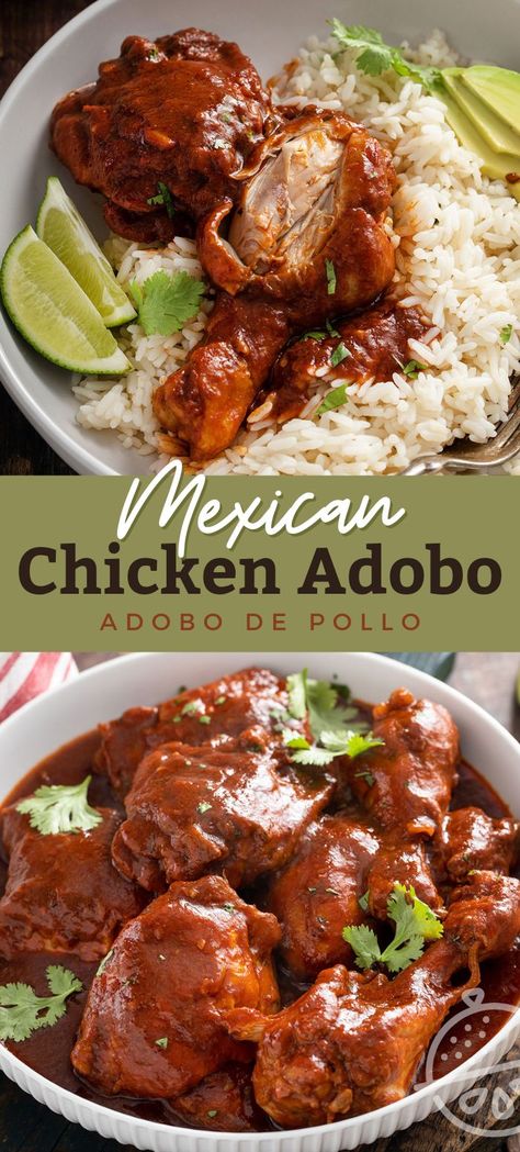 Chicken Adobo, Mexican Chicken Recipes, Lemon Blossoms, Mexican Dinner, Adobo Chicken, Adobo Sauce, Hispanic Food, Mexican Chicken, Mexican Food Recipes Easy