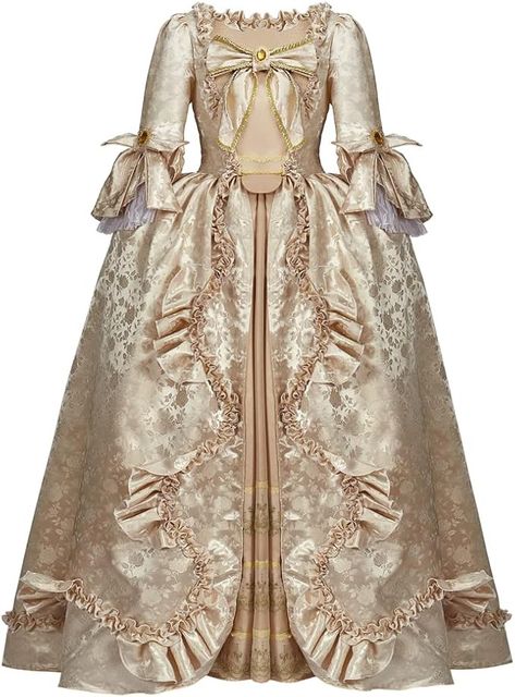 Amazon.com: RoleplayCos Court Rococo Baroque Marie Antoinette Ball Dresses 18th Century Victorian Dress Ball Gowns Royal Women Costume (L, Gold) : Clothing, Shoes & Jewelry Victorian Dress Costume, Madame Pompadour, Gothic Victorian Dresses, Rococo Dress, Antoinette Dress, Rococo Fashion, Period Dress, Vintage Princess, Historical Dresses