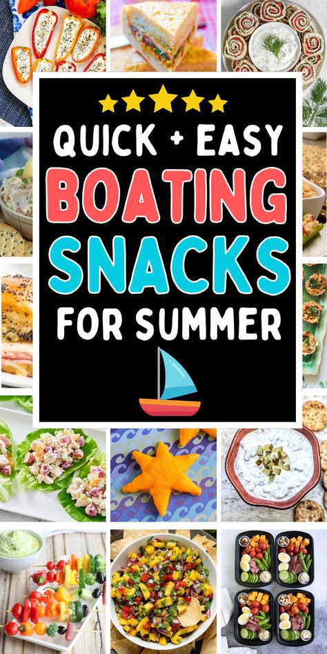 boat snacks ideas parties food Snacks To Take On The Boat, Good Food For Boating, Foods To Take On A Boat, Lake Menu Ideas, Easy Lake Day Snacks, Boat Food Snacks, Easy Snacks For On The Boat, Kayak Food Ideas, Float Trip Essentials Food