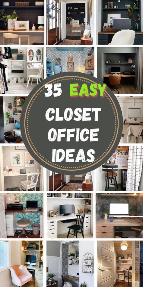 Transform your small space with these closet office ideas! Discover creative and functional solutions to convert a small or walk-in closet into a stylish and efficient workspace. 

From clever organization solutions and space-saving furniture to chic decor and smart layouts, these ideas will help you create a productive and inviting office. Perfect for apartments and small homes, explore designs that blend functionality with style.

Click to see more and follow us for endless closet office inspiration and ideas! Office In A Wardrobe, Office Idea For Small Space, Craft Closet With Desk, Turn A Closet Into An Office, File Storage Ideas For Small Spaces, Closet Home Office Ideas, Small Cloffice, Office Small Space Ideas, Closet Office Room