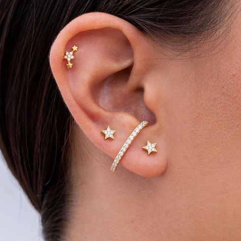 Constellation Piercings, Cute Ear Piercings, Star Constellations, Bar Stud Earrings, Minimalist Studs, Star Earrings Stud, Tiny Stud Earrings, Cz Stud Earrings, Star Studs