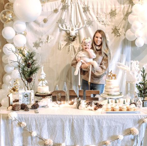 Sawyer's Winter Onederland! | Catvonle 1st Birthday In Winter Party Ideas, Winter Onederland Cake Table, Winter Onderland Birthday Boy, Winter Onederland Table Decor, Winter Onederland Party Neutral, Winter Wonderland First Birthday Party, One Year Old Birthday Party Theme Winter, Winter Onederland Dessert Table, Winter Onederland Decor