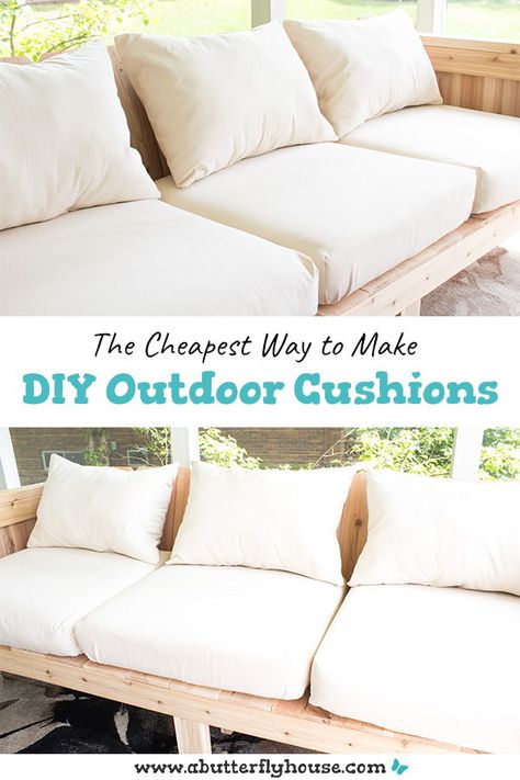 Diy Patio Ideas, Waterproof Spray, Outdoor Furniture Plans, Outdoor Couch, Diy Outdoor Decor, Patio Diy, Patio Cushions, Diy Cushion, Diy Furniture Couch