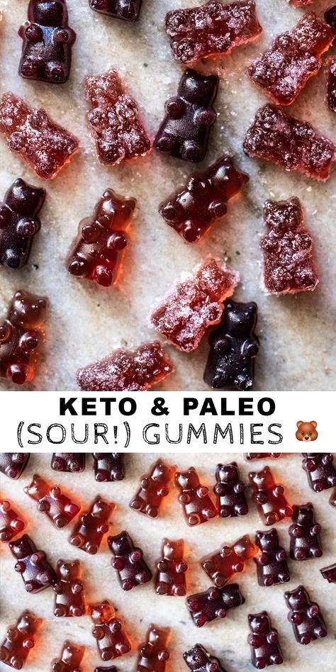 (Sour!) Paleo & Keto Gummies #keto #paleo #gummies #lowcarb Sour Gummies, Low Carb Candy, Keto Gummies, Gummies Recipe, Gelatin Recipes, Postre Keto, Keto Candy, Keto Friendly Desserts, Low Carb Sweets