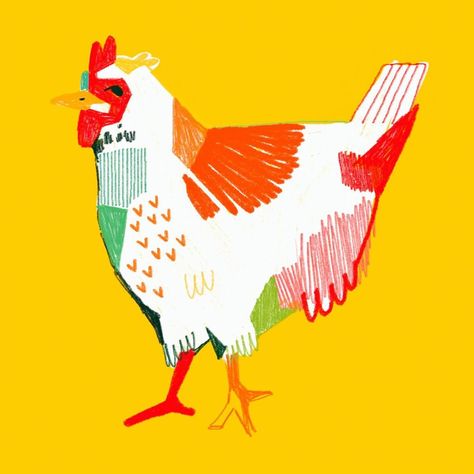 | you all know how much i love a colourful chicken so here’s another one 🌟 - - - - - #aesthetic #colourful #watercolour #cottagecore… | Instagram Cottagecore Baking, Pattern Design Wallpaper, Rooster Illustration, Colourful Watercolour, Chicken Illustration, Chicken Pattern, Chicken Print, Doodle Inspiration, Animated Animals