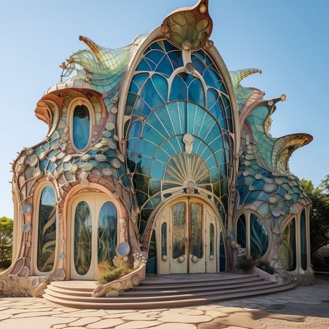 Watasumi Island, Art Nouveau Building, Whimsical Buildings, Funky Buildings, Unique Buildings Architecture, Crazy Architecture, Bio Architecture, Art Nouveau Arquitectura, Colorful Architecture