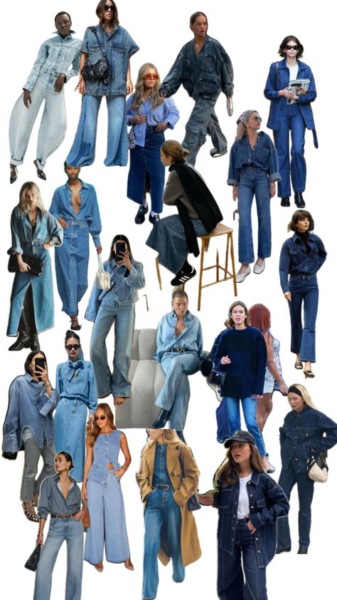 Denim On Denim Family Photos, Colored Denim Outfits, Denim Om Denim Outfit, Chambray Shirt Outfit Fall, Mixed Denim Outfits, Jean Bleu Outfit, Light Blue Jeans Outfit Aesthetic, Light Blue Outfit Ideas, All Denim Outfits For Women