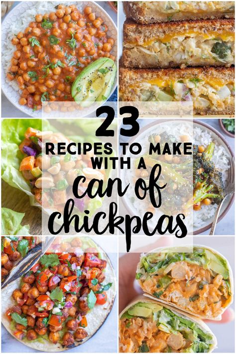 Canned chickpeas are such a versatile ingredient!  They're packed with protein, 39 grams per cup, they're mild in flavor and have great texture.  Chickpeas are also a very affordable ingredient, especially when you think about how many health benefits are packed into them.  Below I've included 23 of my favorite chickpea recipes, I hope you enjoy them too! #chickpeas #garbanzobean #vegetarianrecipes #proteinpacked Chickpea Recipes Healthy, Chickpea Recipes Easy, Vegan Chickpea Recipes, Chickpeas Benefits, Toasted Chickpeas, Vegetarian Meal Plan, Rice Bowls Recipes, Pea Recipes, Chickpea Recipes