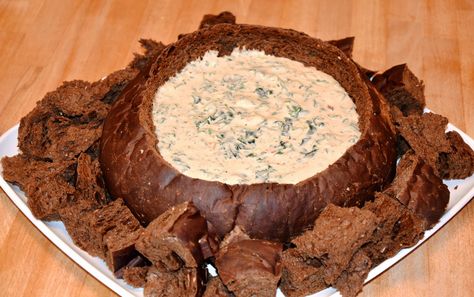 Pumpernickel Dip, Pumpernickel Bread Dip, Classic Spinach Dip, Vegan Spinach Dip, Pumpernickel Bread, Vegan Spinach, Bread Dip, Bread Bowl, Spinach Dip