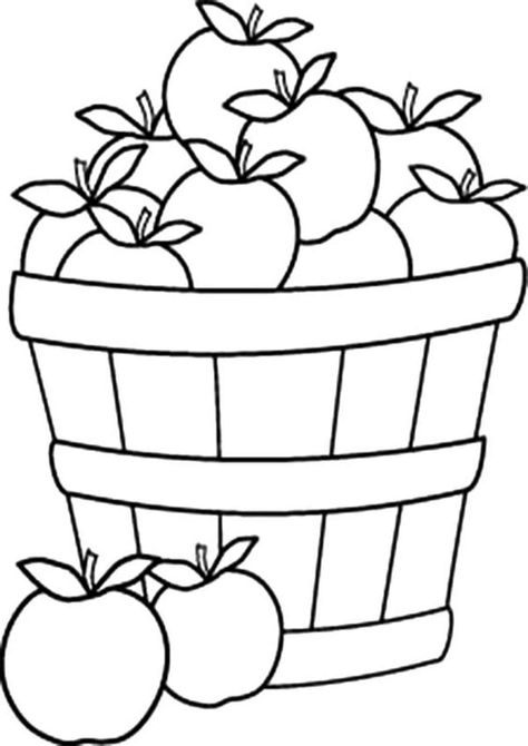 Fun Apple coloring pages for your little one. They are free and easy to print. The collection is varied with different skill levels Apple Basket Template Free Printable, Apple Basket Template, Fall Coloring Sheets, Apple Baskets, Harvest Basket, Apple Theme, Fall Coloring Pages, Apple Coloring, Printable Coloring Sheets