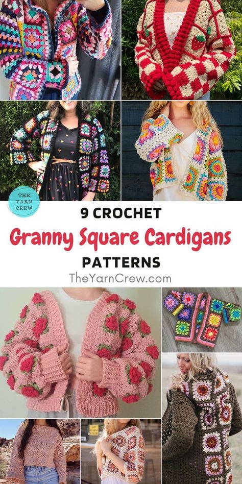 9 Crochet Granny Square Cardigan Patterns. 9 Crochet Granny Square Cardigan Patterns curated by The Yarn Crew. Granny Square Cardigan Pattern Free Sweaters & Cardigans, Newest Crochet Patterns Free, How To Make A Granny Square Cardigan, Granny Square Crochet Sweater Cardigans, How To Crochet Granny Square Cardigan, Crochet Patterns With Granny Squares, Crochet Pattern Granny Square Cardigan, Diy Granny Square Cardigan, Grannie Square Cardigan Pattern