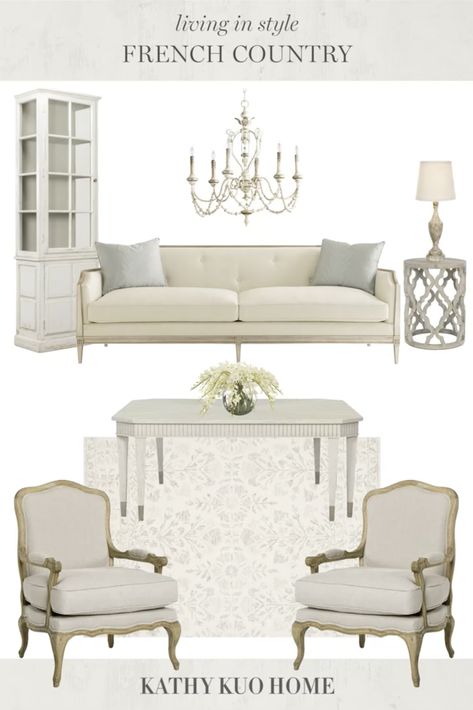 A french style living room design featuring a beige sofa and European inspired accents. French Decor Ideas, Modern French Country Living Room, French Country Living Room Decor, Country Living Room Decor, French Country Interior Style, French Style Living Room, French Country Interior, French Style Decor, French Country Interiors