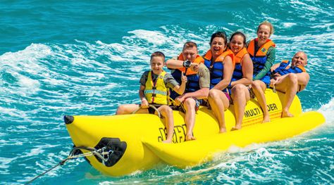 • Relish a fantastic 15 minutes of riding a unique banana boat • Have a blast with your entire gang as the boat can seat up to 6 people • Savour the water splashing and the wind beating against your face #ThrillingBananaBoat #DubaiTour #DubaiTourism Banana Boat Ride, Banana Boats, Destin Florida Vacation, Banana Boat, South Padre Island, Sharm El Sheikh, Us Travel Destinations, Vacation Usa, Family Vacation Destinations