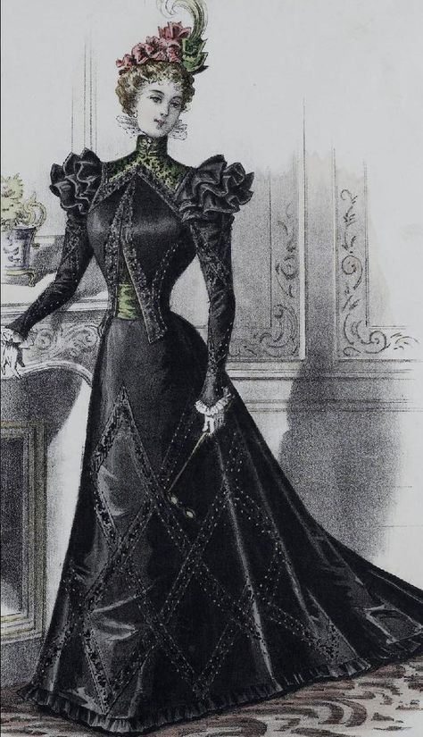 1897 Fashion Plate 1890s Dress, 1900 Fashion, 1870s Fashion, Victorian Era Fashion, 1890s Fashion, 1900s Fashion, 1800s Fashion, Century Dress, 파티 드레스